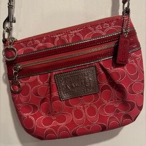 Coach Poppy Crossbody bag purse crimson red monogram signature c travel zipper